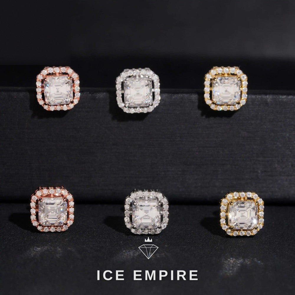 Iced Out Cluster Gold Plated Moissanite Stud Earrings
