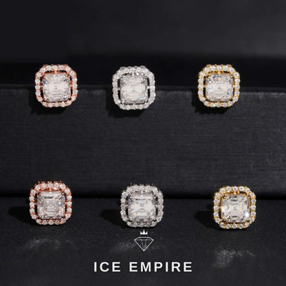 Iced Out Cluster Gold Plated Moissanite Stud Earrings