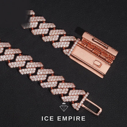 Iced Out Rose Gold Plated Moissanite Cuban Chain