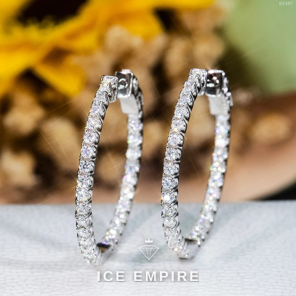Iced Out Rose Gold Plated Moissanite Hoop Earrings