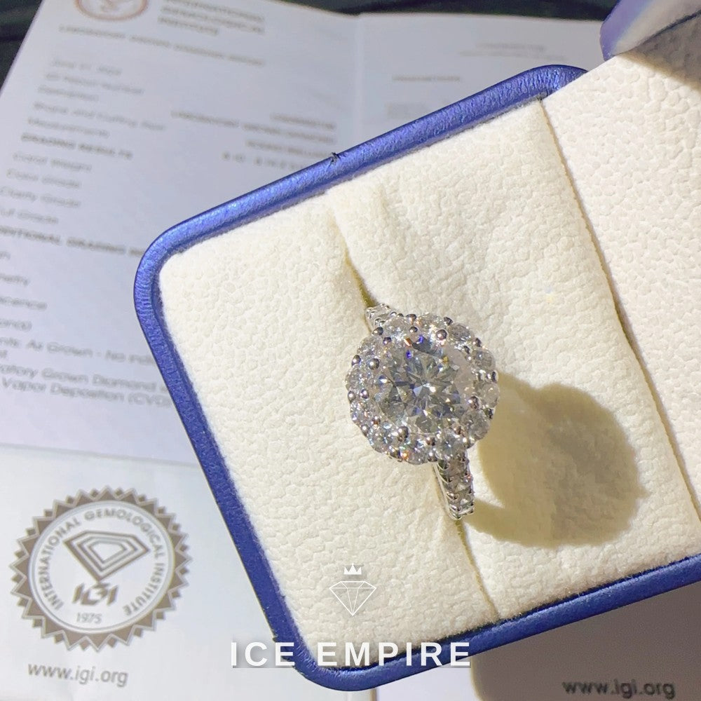 Iced Out Cluster 18K Gold Lab Grown Diamond Ring