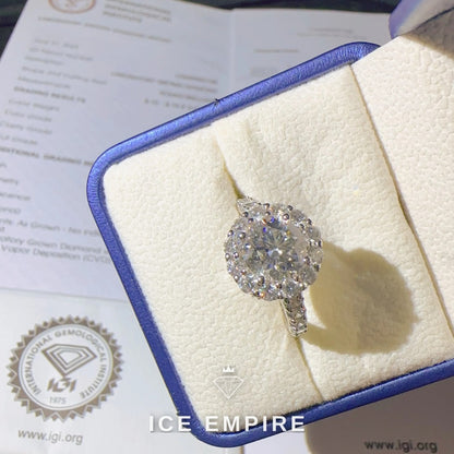 Iced Out Cluster 18K Gold Lab Grown Diamond Ring