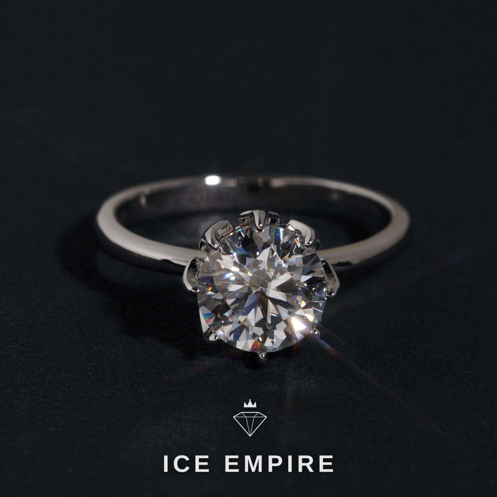 Iced Out 925 Silver Moissanite Engagement Ring