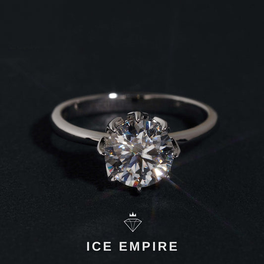 Iced Out 925 Silver Moissanite Engagement Ring