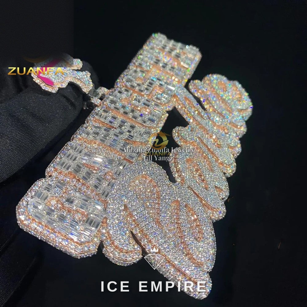 Iced Out Baguette 925 Silver Pendant