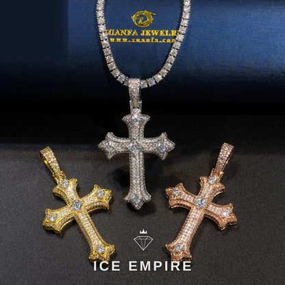 Iced Out Cross 925 Silver Moissanite Pendant