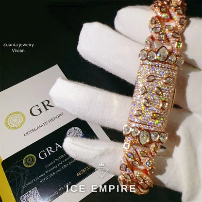 Iced Out 925 Silver Moissanite Cuban Chain