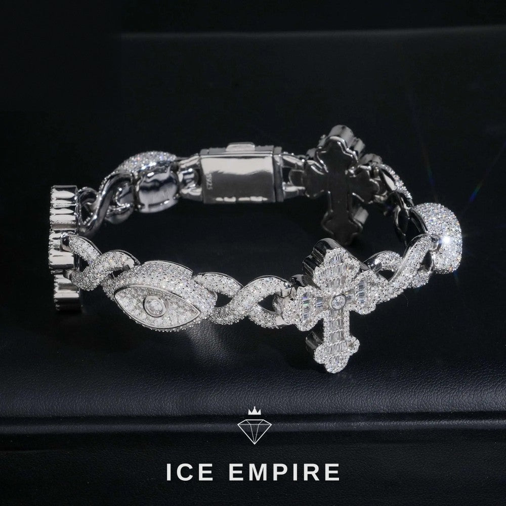 Iced Out Cross 925 Silver Moissanite Cuban Chain