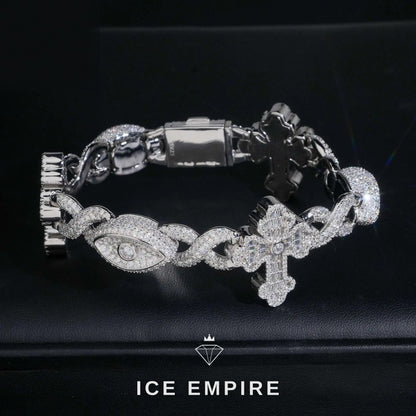 Iced Out Cross 925 Silver Moissanite Cuban Chain