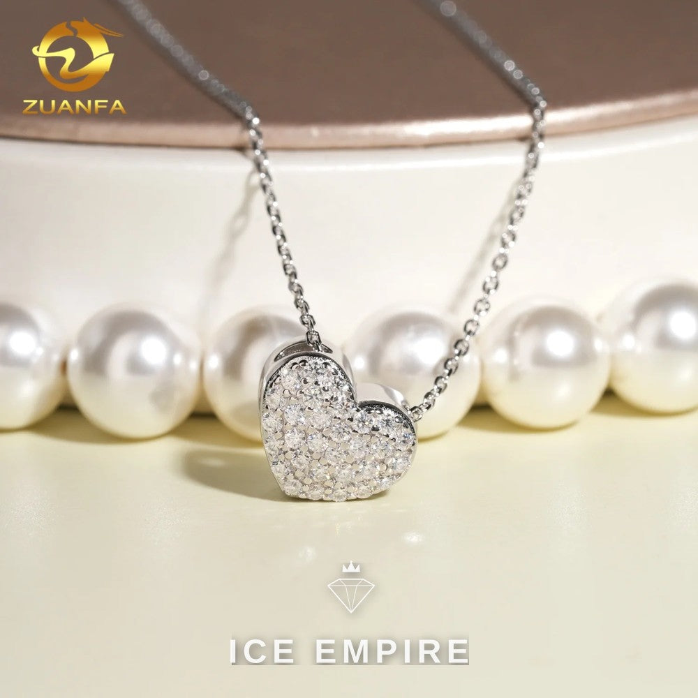 Iced Out Heart Rose Gold Plated Moissanite Cuban Chain