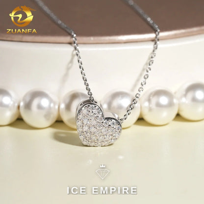 Iced Out Heart Rose Gold Plated Moissanite Cuban Chain