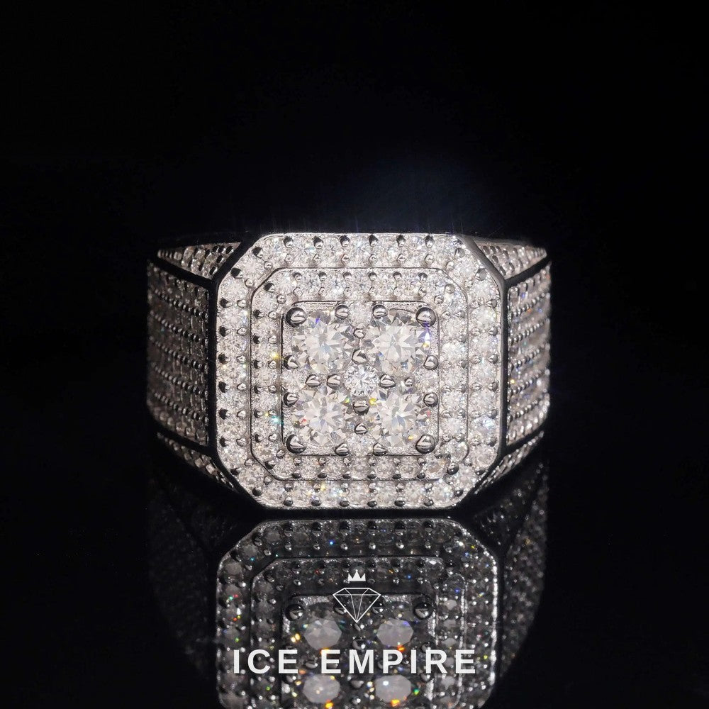 Iced Out 925 Silver Moissanite Ring