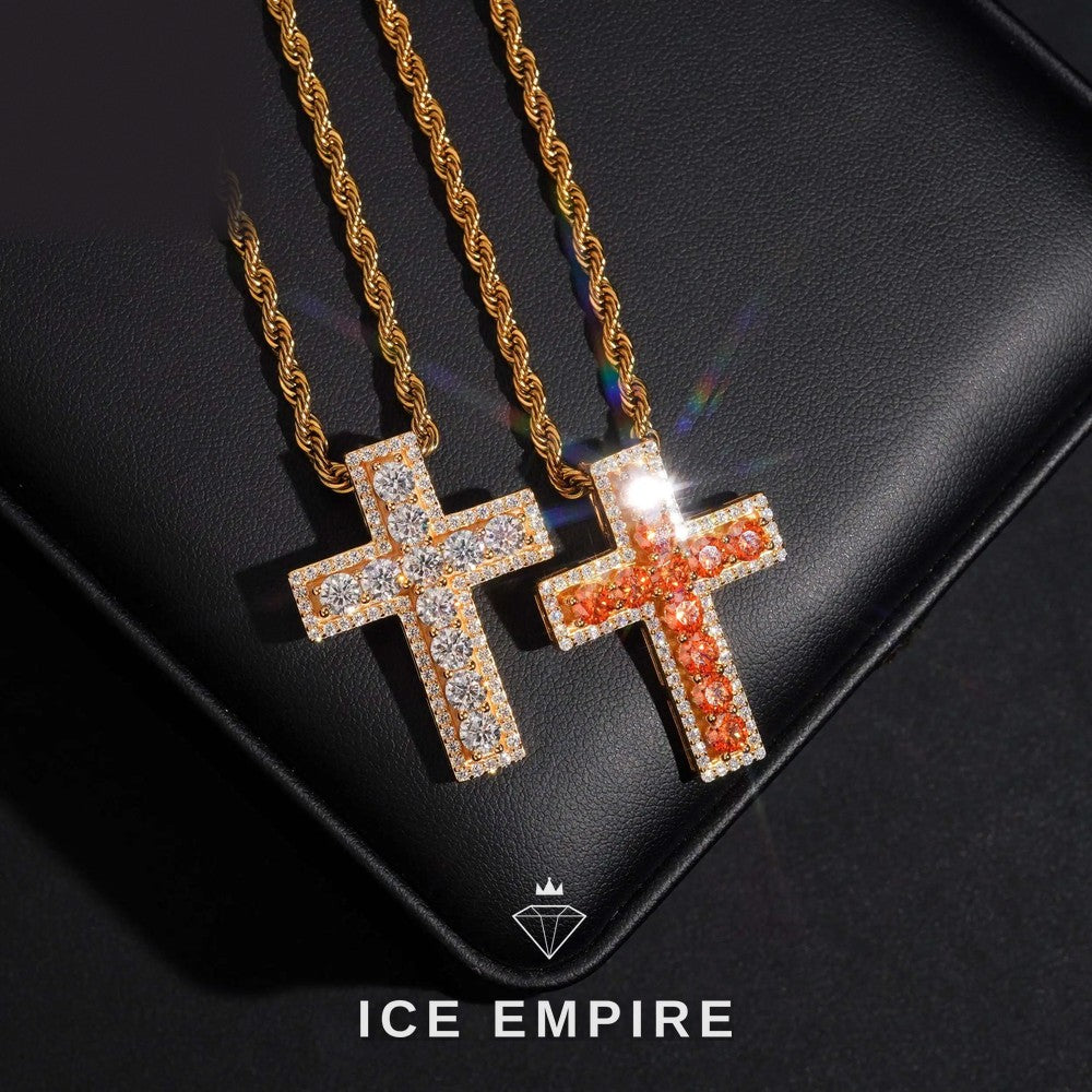 Iced Out Cross 925 Silver Moissanite Pendant