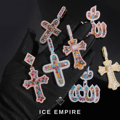 Iced Out Cross 925 Silver Pendant