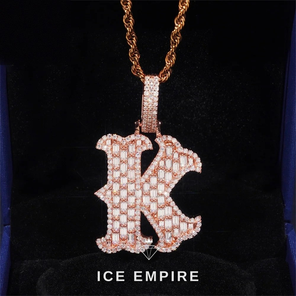 Iced Out Baguette 925 Silver Pendant