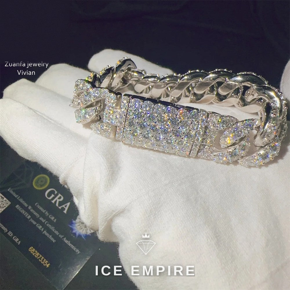 Iced Out 925 Silver Moissanite Cuban Chain