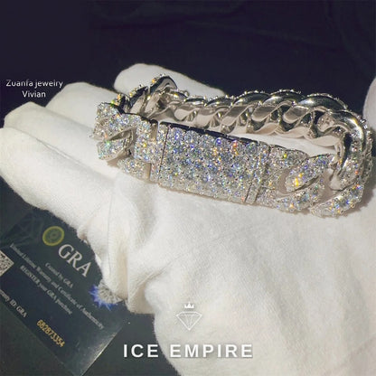 Iced Out 925 Silver Moissanite Cuban Chain