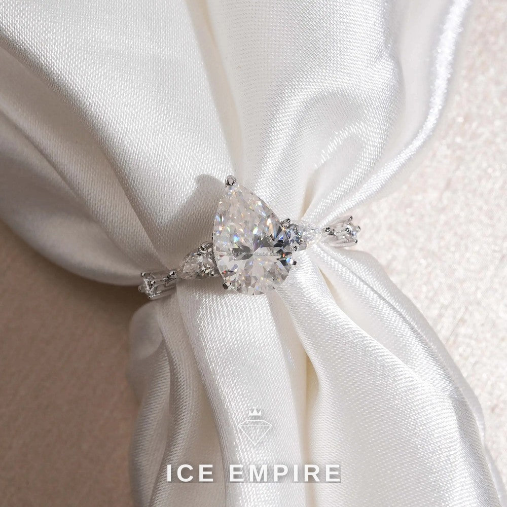 Iced Out 925 Silver Moissanite Engagement Ring