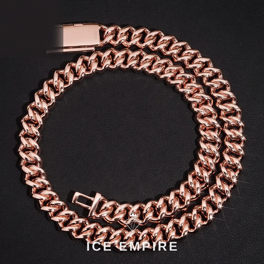 Iced Out Rose Gold Plated Moissanite Cuban Chain