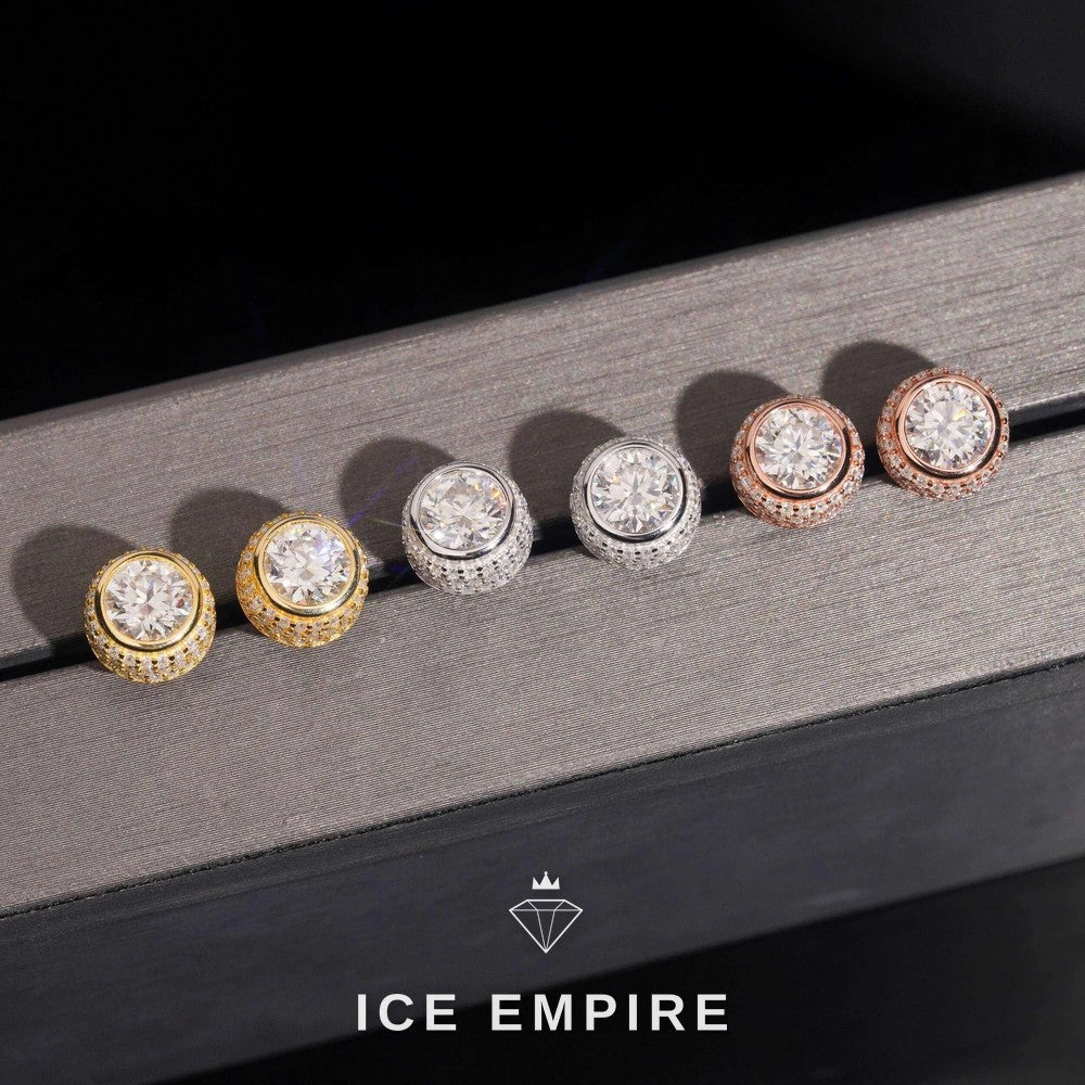 Iced Out Gold Plated Moissanite Stud Earrings