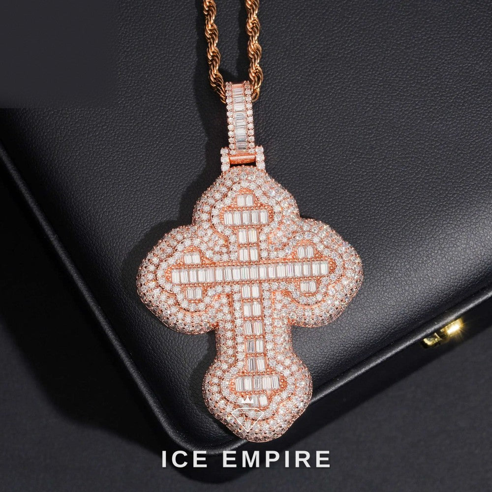 Iced Out Cross 925 Silver Moissanite Pendant