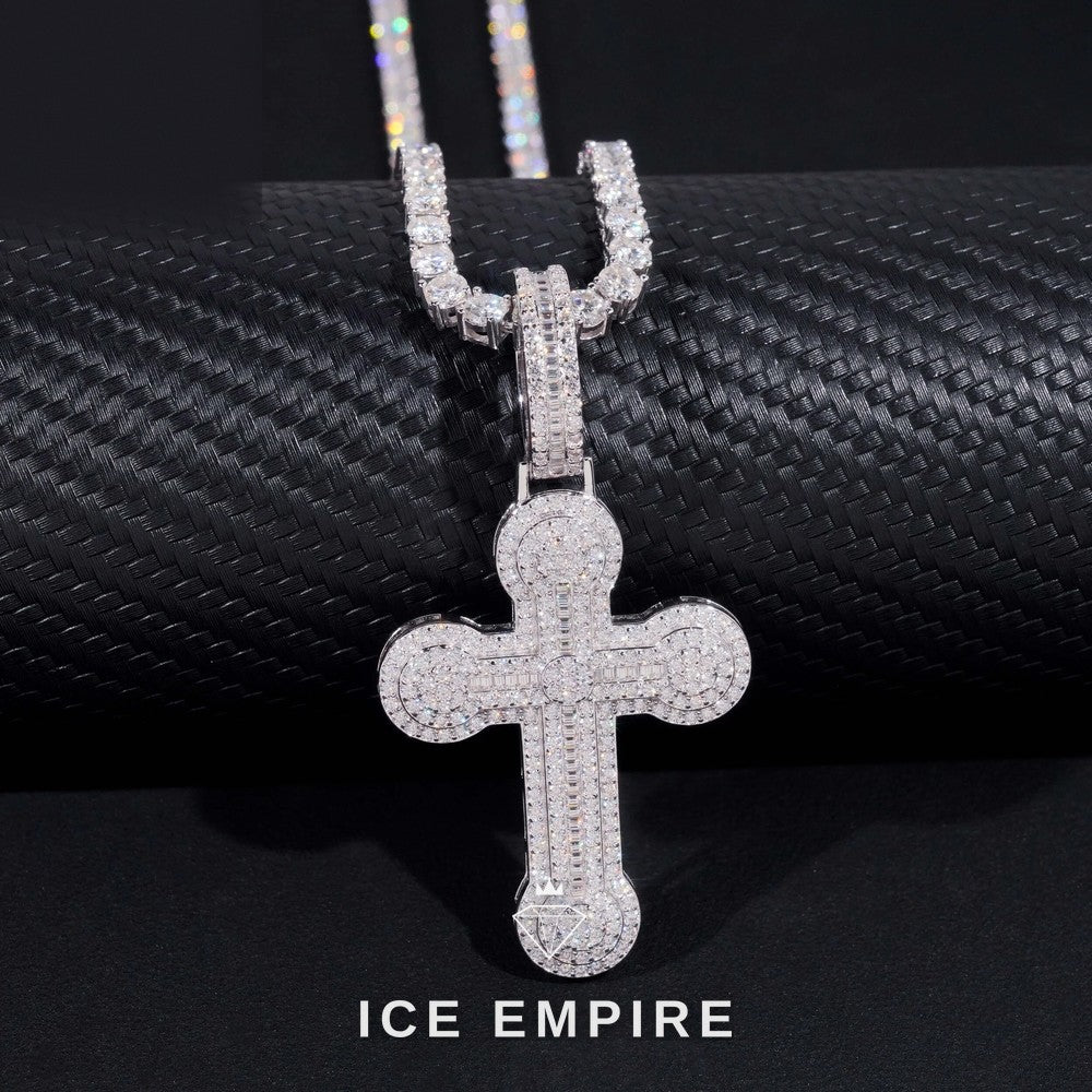 Iced Out Baguette 925 Silver Pendant