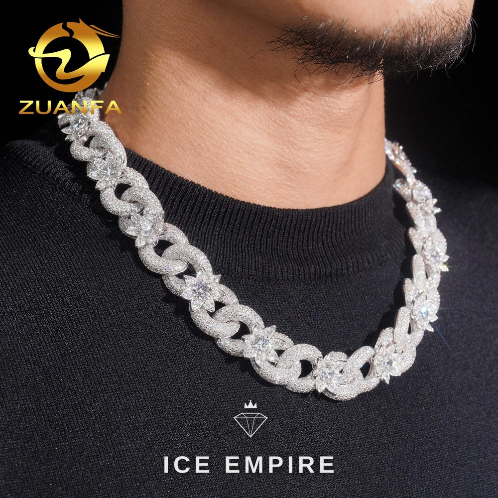 Iced Out 925 Silver Moissanite Cuban Chain