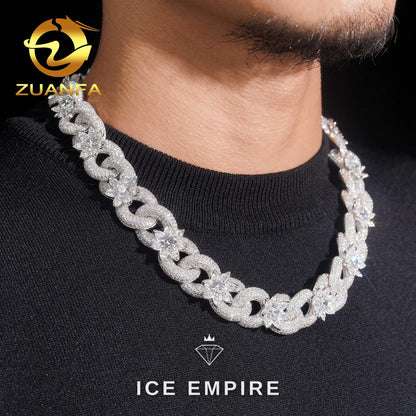 Iced Out 925 Silver Moissanite Cuban Chain