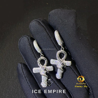 Iced Out 925 Silver Moissanite Hoop Earrings