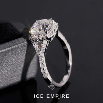 Iced Out Cluster Rose Gold Plated Moissanite Wedding Band