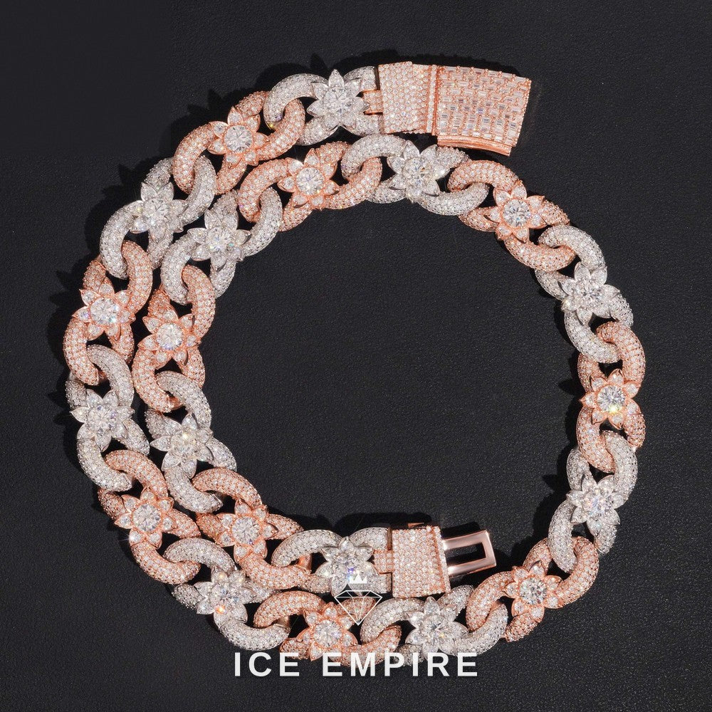 Iced Out Rose Gold Plated Moissanite Cuban Chain