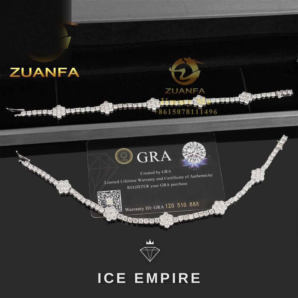 Iced Out 925 Silver Moissanite Tennis Chain