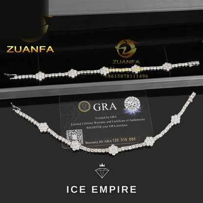 Iced Out 925 Silver Moissanite Tennis Chain