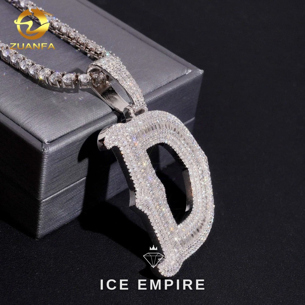 Iced Out Baguette 925 Silver Moissanite Pendant