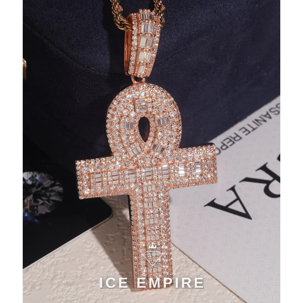 Iced Out Cross 925 Silver Moissanite Pendant