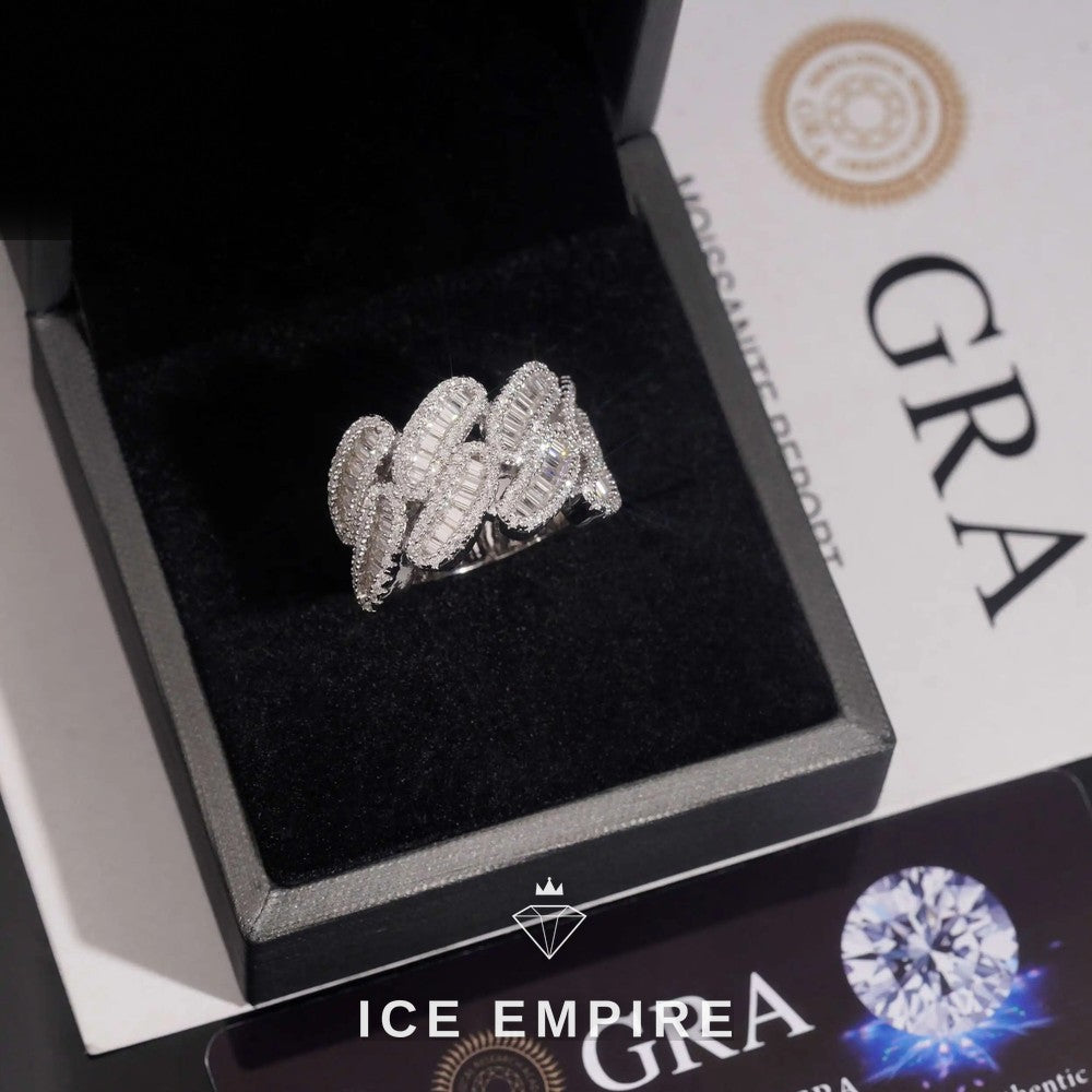Iced Out Baguette 925 Silver Moissanite Ring