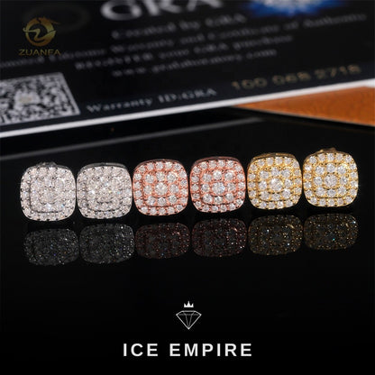 Iced Out 18K Gold Moissanite Stud Earrings