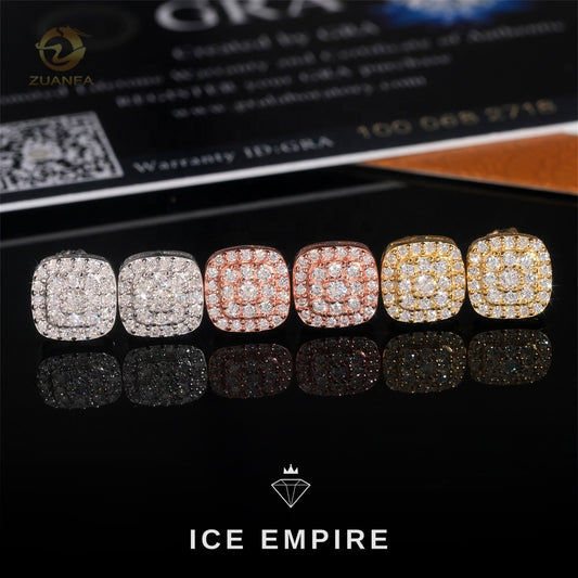 Iced Out 18K Gold Moissanite Stud Earrings