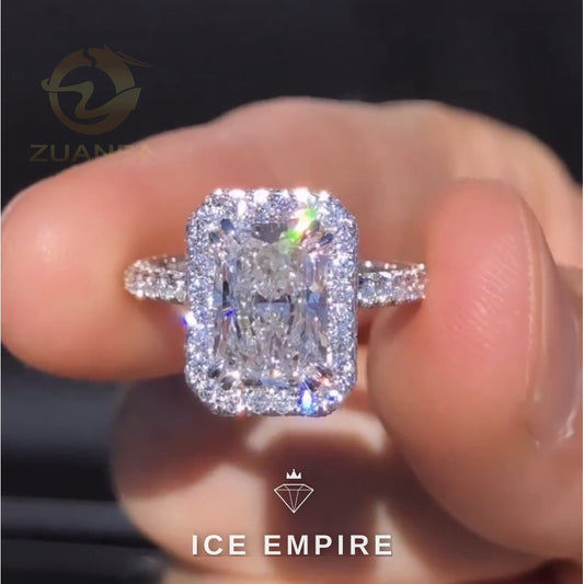 Iced Out 10K Gold Moissanite Engagement Ring
