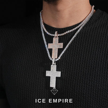 Iced Out Cross Rose Gold Plated Tennis Chain