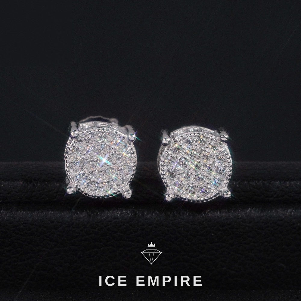 Iced Out Cluster 925 Silver Lab Grown Diamond Earrings