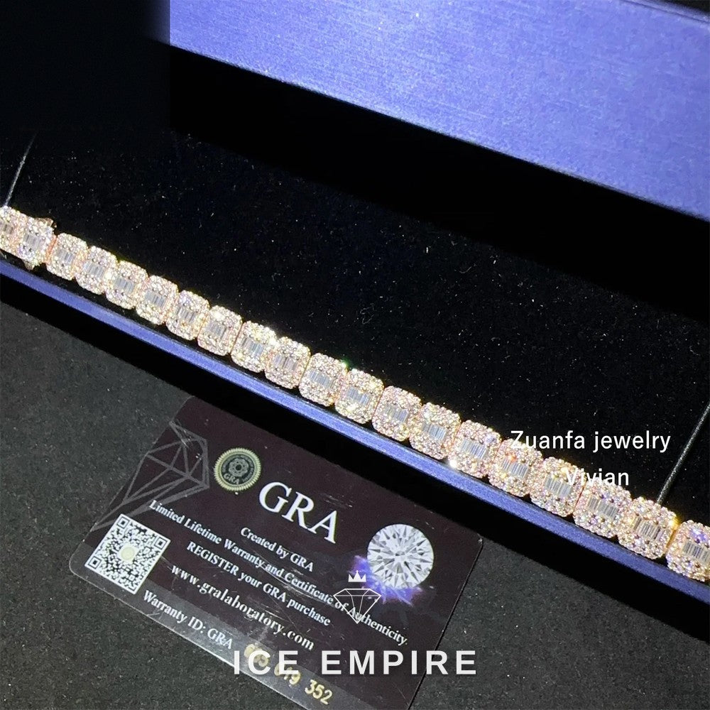 Iced Out 925 Silver Moissanite Cuban Chain