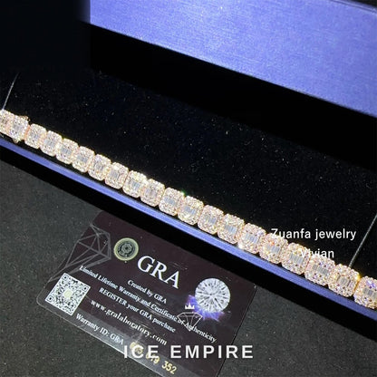 Iced Out 925 Silver Moissanite Cuban Chain