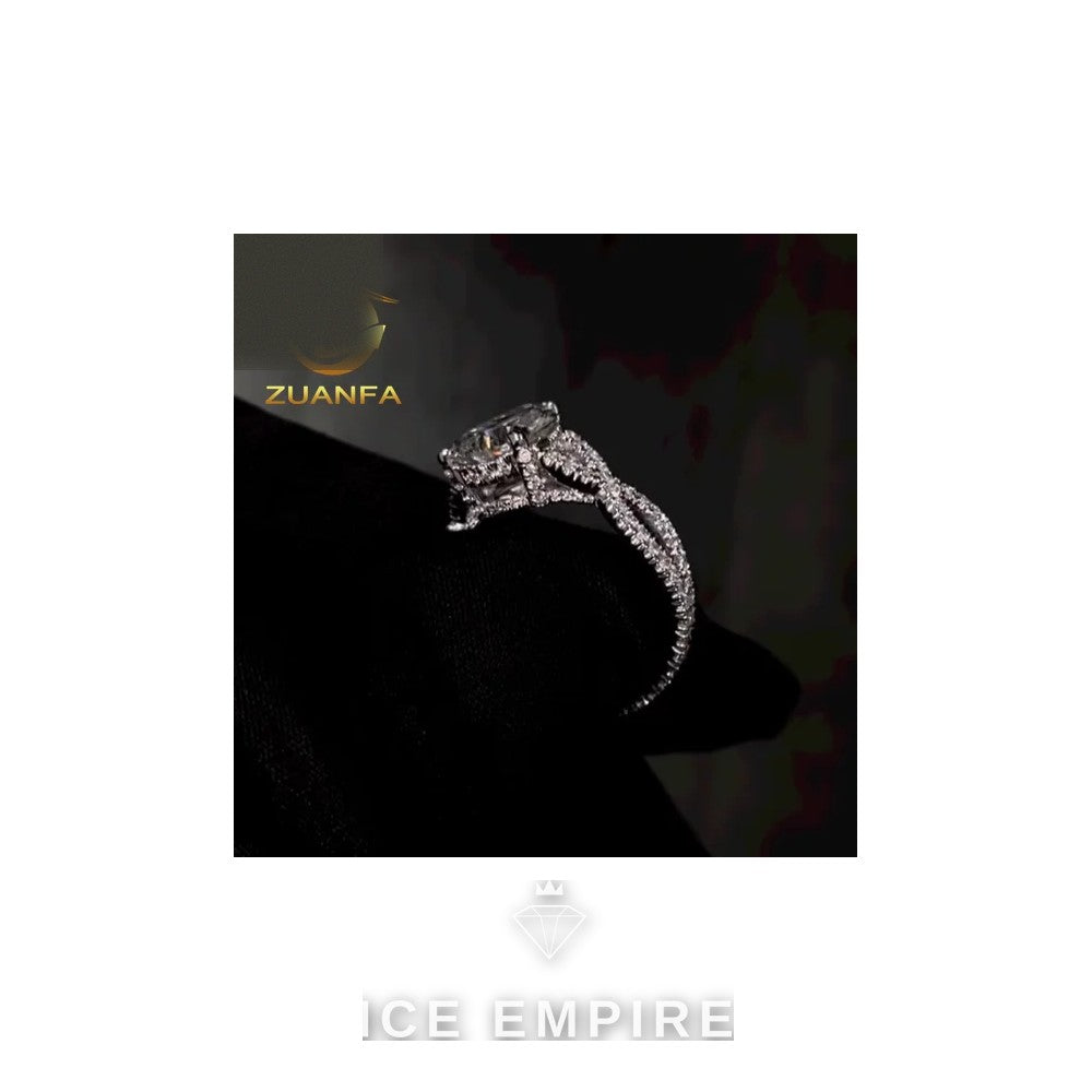 Iced Out 10K Gold Moissanite Engagement Ring
