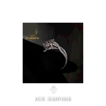 Iced Out 10K Gold Moissanite Engagement Ring