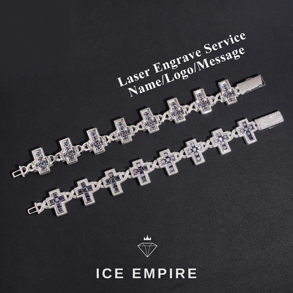 Iced Out Cross 925 Silver Moissanite Cuban Chain