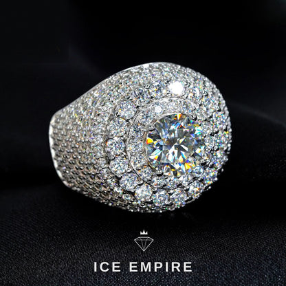 Iced Out Cluster Gold Plated Moissanite Ring