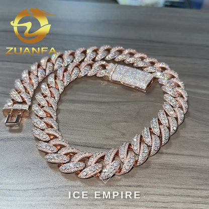 Iced Out Rose Gold Plated Moissanite Cuban Chain