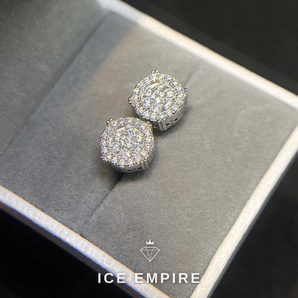 Iced Out Cluster 925 Silver Moissanite Stud Earrings