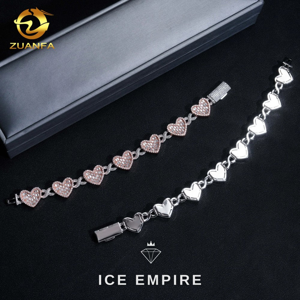 Iced Out Baguette Rose Gold Plated Moissanite Cuban Chain